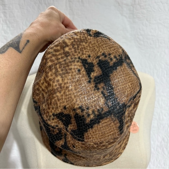 SNAKEPRINT Bucket Hat Brown and Black Faux Leather-#310 - Picture 3 of 8